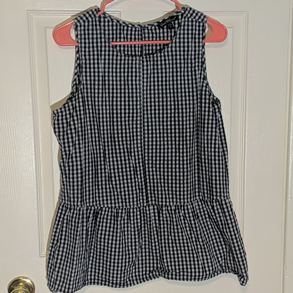 Gingham top with peplum detail